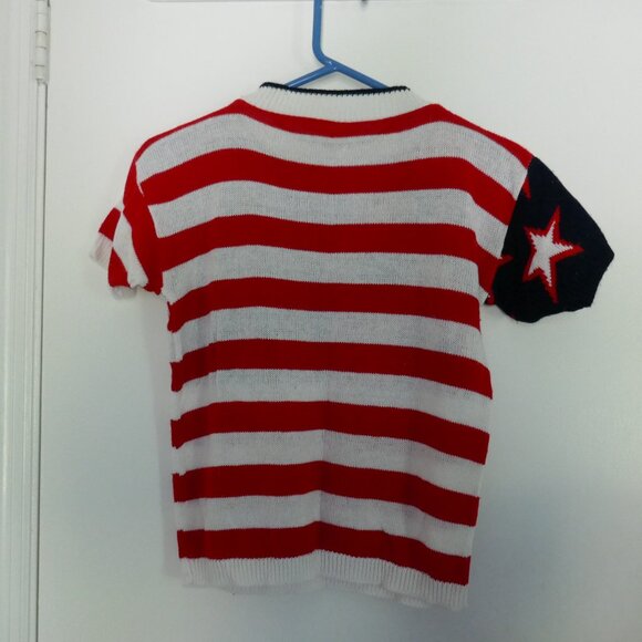 vintage 90s super cute fitted American flag sweater size S/M - Picture 2 of 2